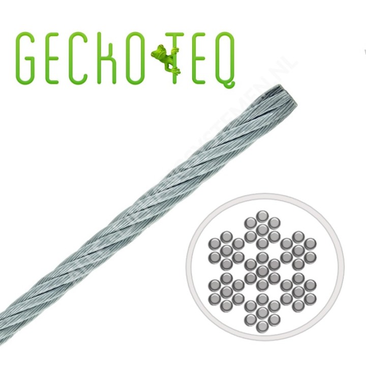 GeckoTeq Steel wire 1.5mm non-knottable - per 2 meters