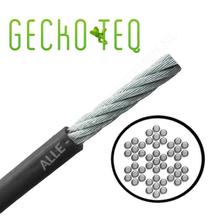 GeckoTeq Steel Picture Wire 1,5mm in white or black - per 10 meter
