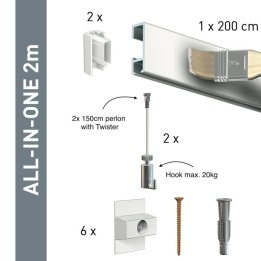 Artiteq Click Rail wit overschilderbaar Set
