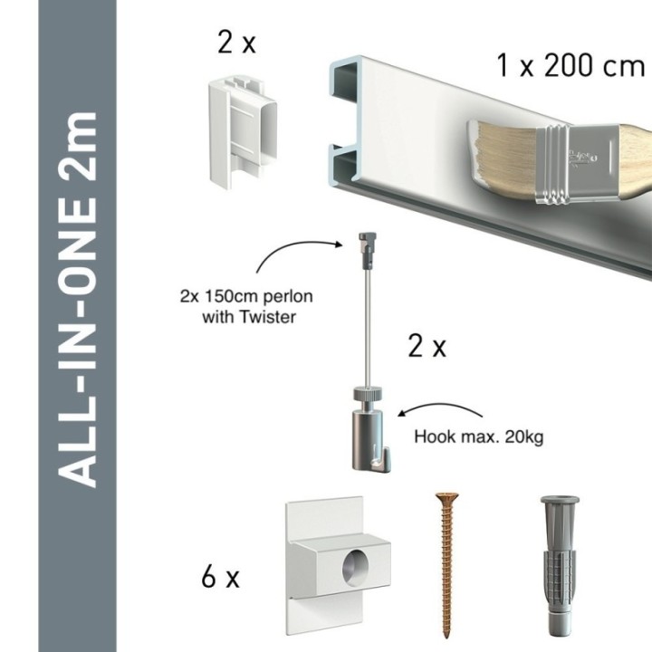 Artiteq Click Rail wit overschilderbaar Set