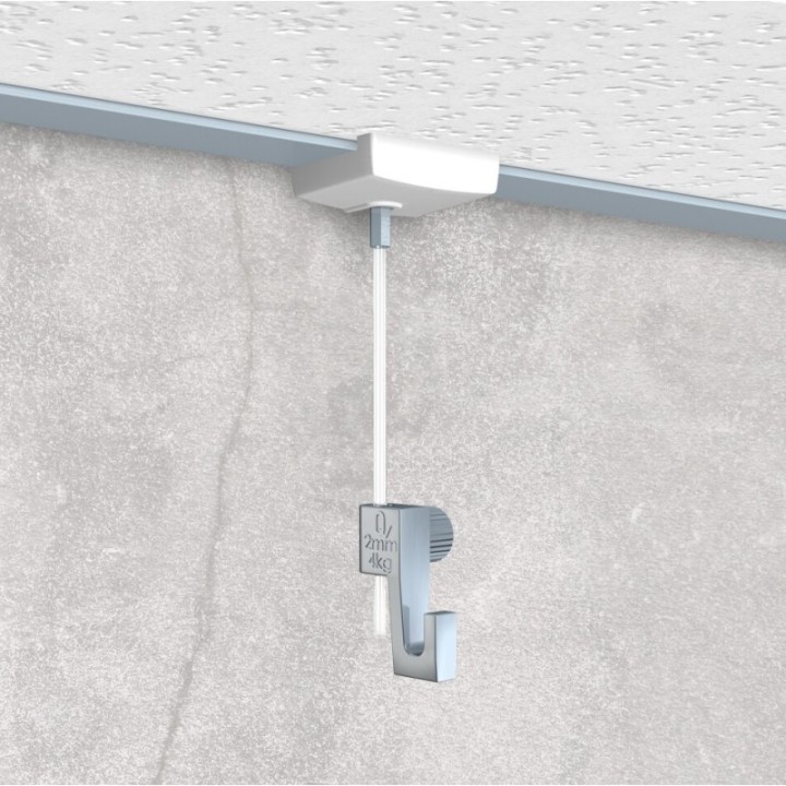Artiteq System Ceiling clamp with 2 mt wire and mini hook - 4kg