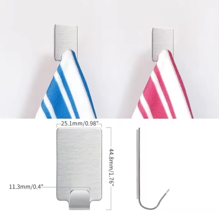 Self-adhesive stainless steel wall hook – strong adhesive hook without drilling (3x)