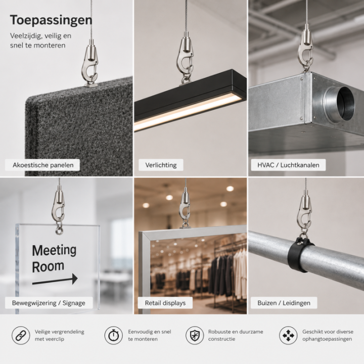 GeckoTeq Zelf remmende mini veiligheidshaak - 15/25kg