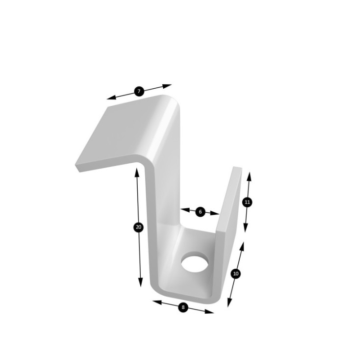 GeckoTeq Scheidingswandhaak 4kg - 20x8x10x11mm