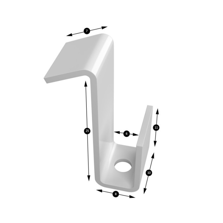 GeckoTeq Partition wall hook 4kg - 25x8x10x11mm