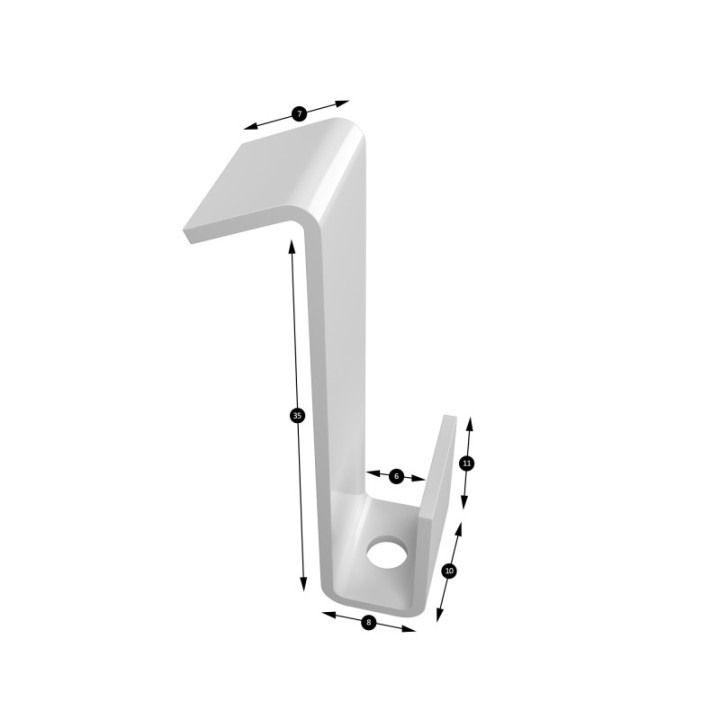 GeckoTeq Partition wall hook 4kg - 35x8x10x11mm