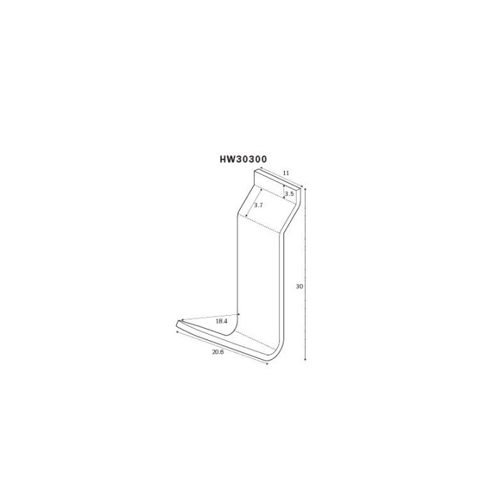 STAS Slatwall Partition Hook - alu Verwol 90