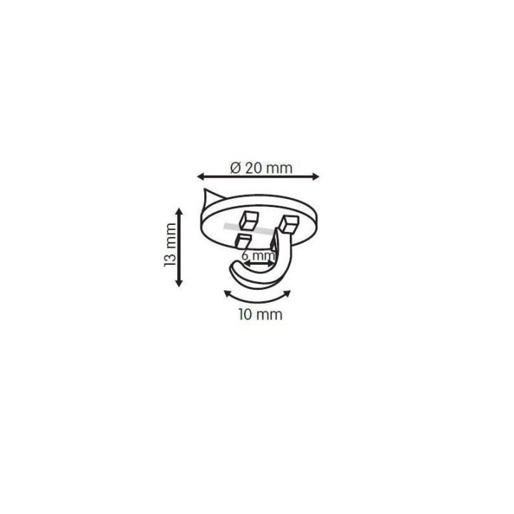 GeckoTeq zelfklevende plafond haak wit - 20mm - per stuk
